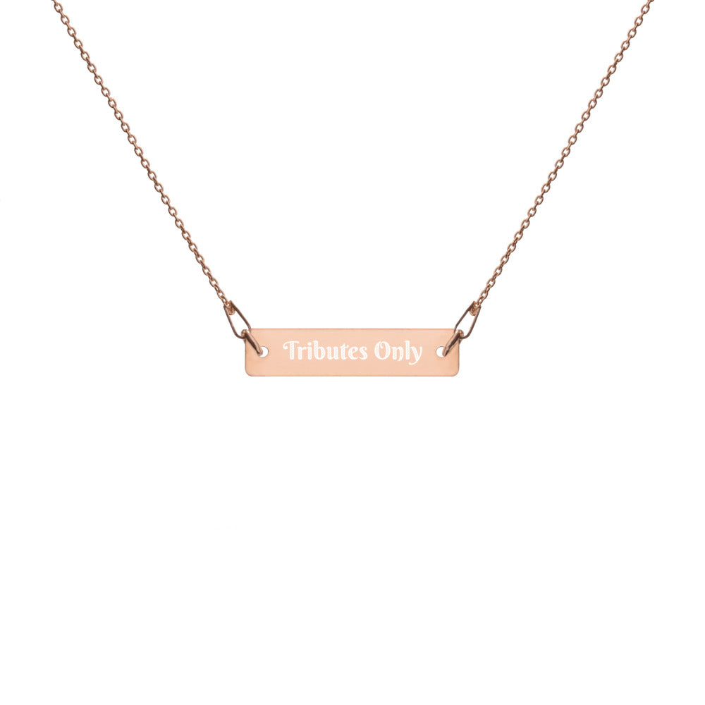 Tributes Only Engraved Silver Bar Chain Necklace