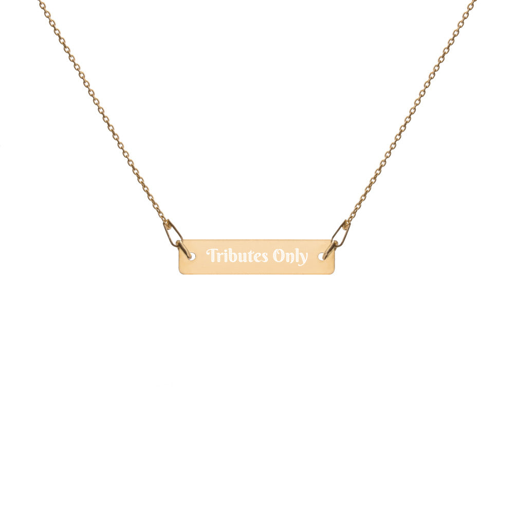 Tributes Only Engraved Silver Bar Chain Necklace