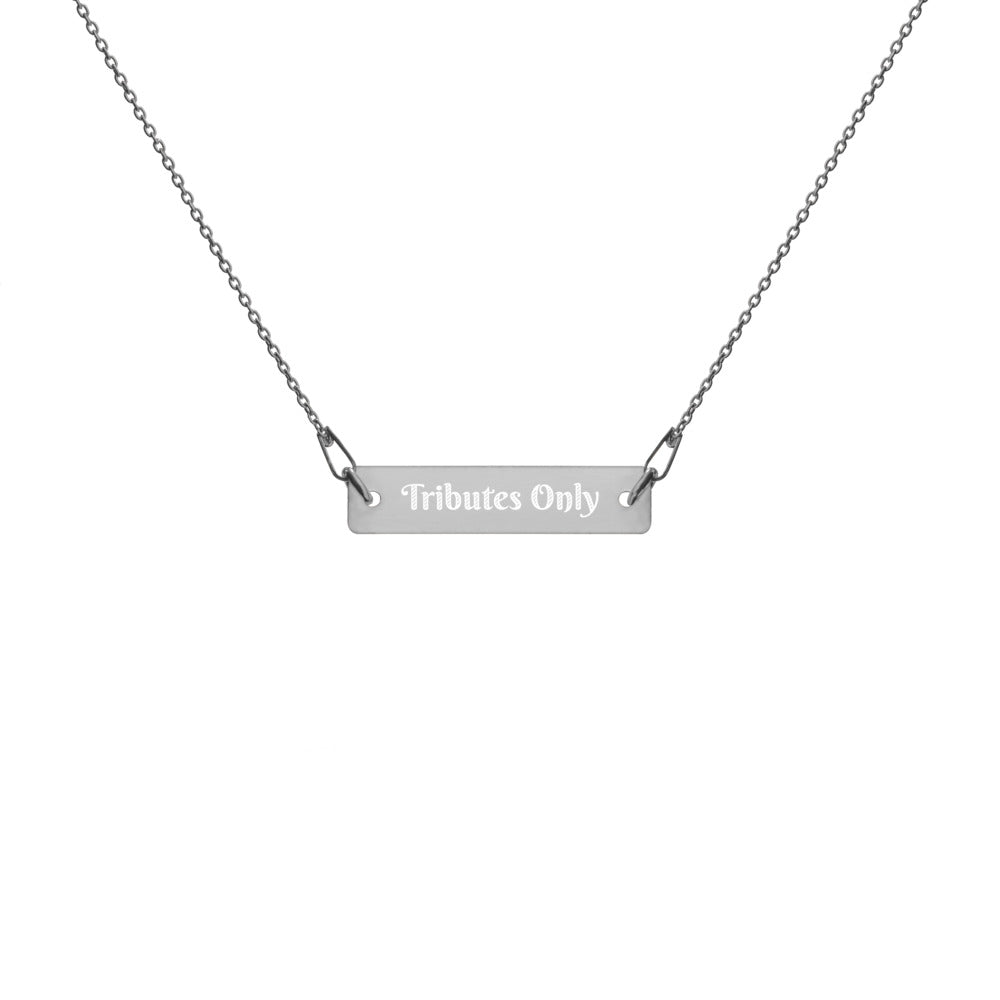 Tributes Only Engraved Silver Bar Chain Necklace