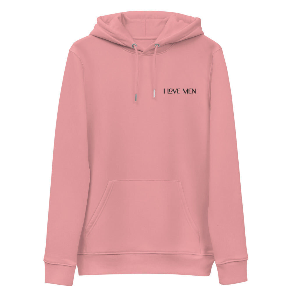 I Love Men Embroidered Unisex Essential Eco Hoodie