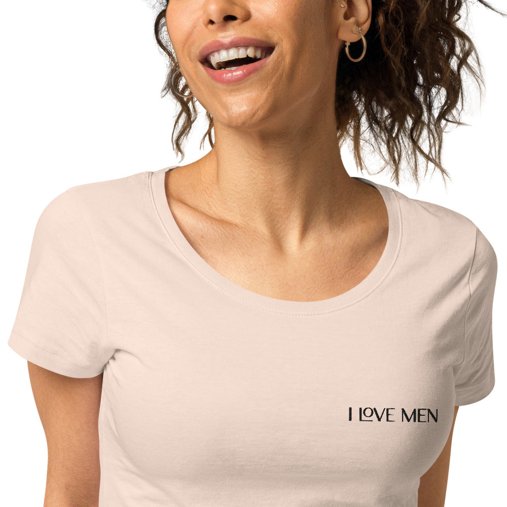 I Love Men Women’s Embroidered Organic T-shirt