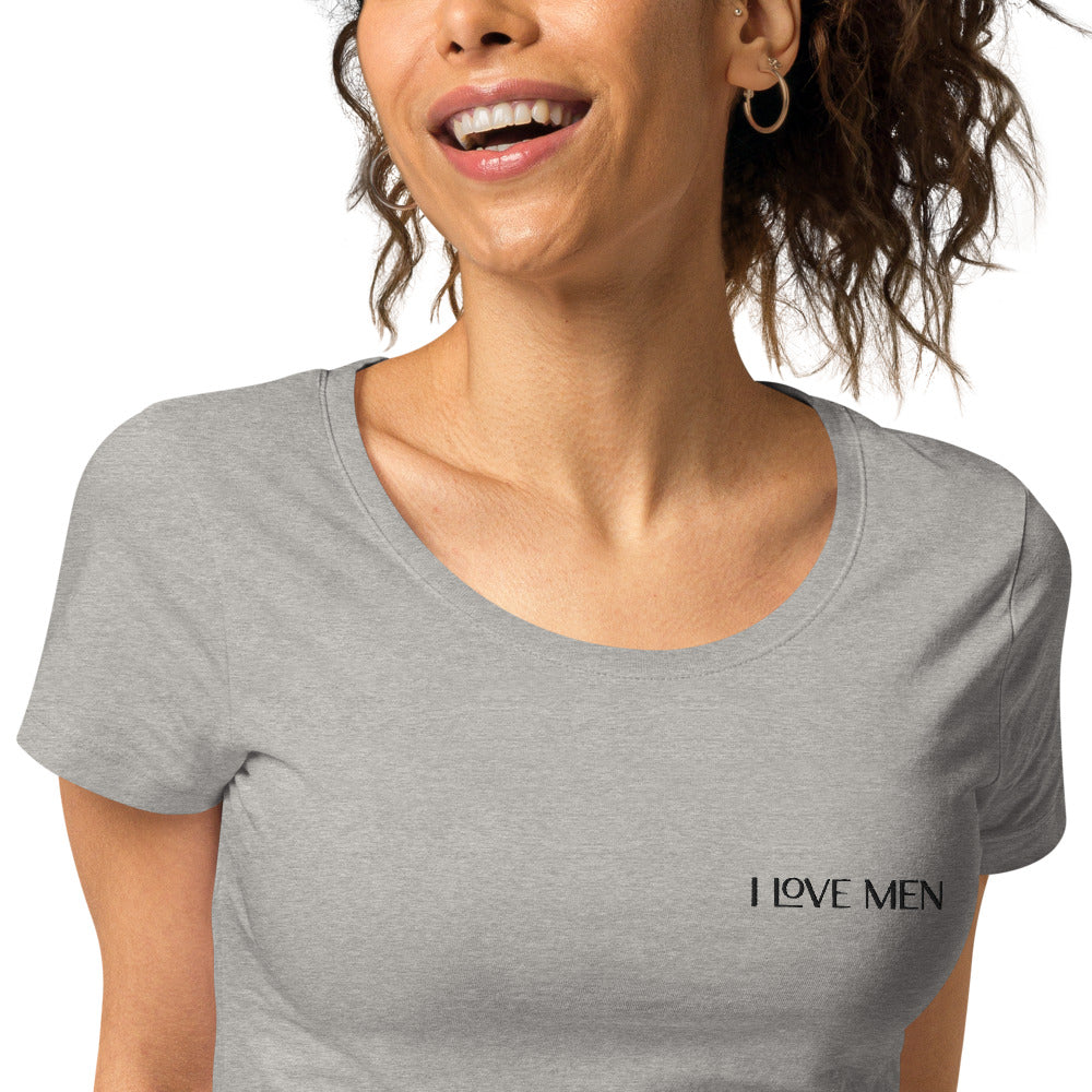 I Love Men Women’s Embroidered Organic T-shirt