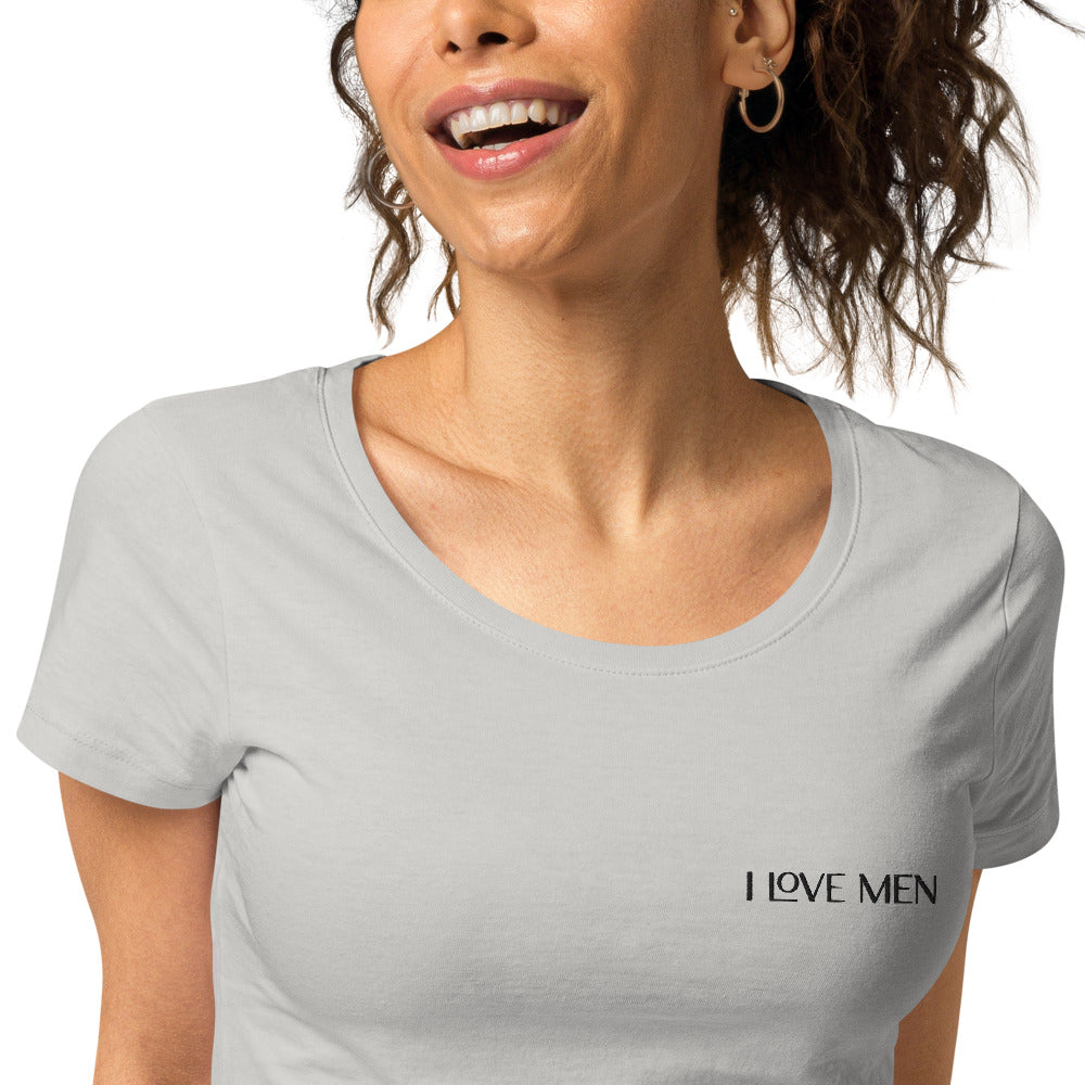 I Love Men Women’s Embroidered Organic T-shirt