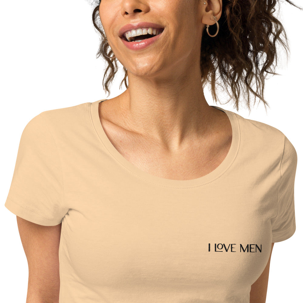 I Love Men Women’s Embroidered Organic T-shirt